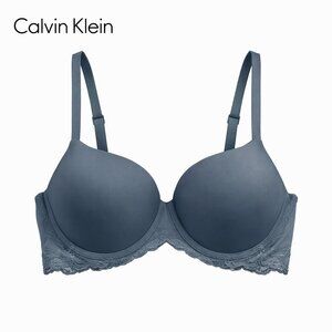 34D Calvin Klein Sensual Stretch Lace Lift Demi Bra Blue